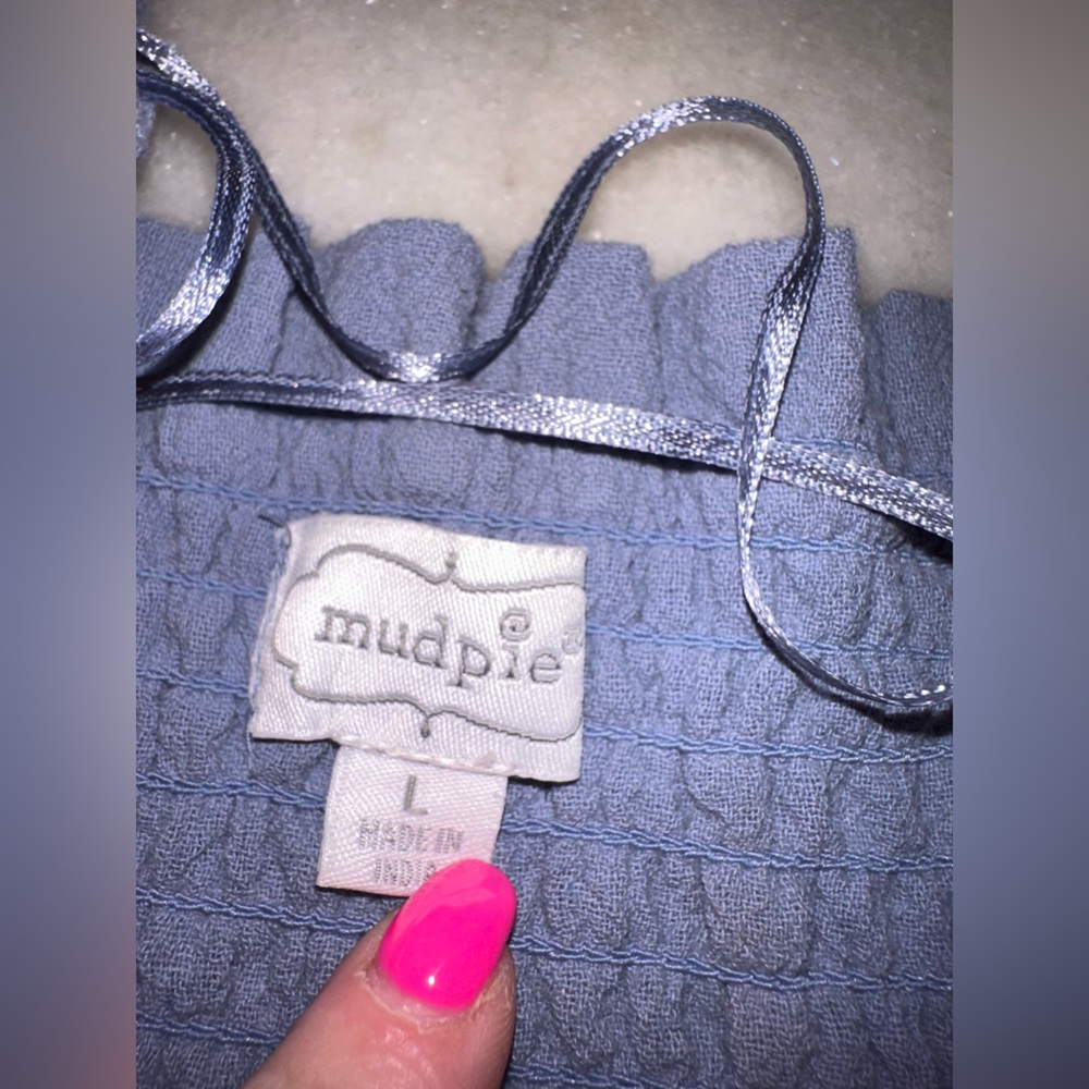 EUC Mudpie Size Large Off the Shoulder Blue Boutique Dress - Picture 8 of 10